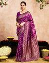 Magenta Silk Woven Banarasi Saree