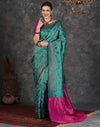 Teal Green Silk Woven Banarasi Saree