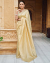 Cream Silk Woven Banarasi Saree