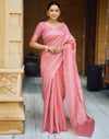 Pink Silk Blend Woven Banarasi Saree