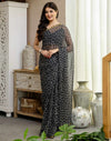 Black Chiffon Printed Saree
