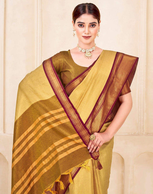 Yellow Silk Woven Kanjivaram Saree