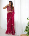 Rani Pink Shimmer Sequence Embroidery Saree