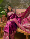 Purple Silk Woven Banarasi Saree