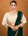 Cream Silk Plain Sequence Blouse