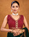 Red Chiffon Plain Embroidery Blouse