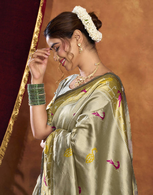 Yellow Silk Woven Paithani Saree