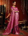 Magenta Silk Woven Banarasi Saree