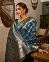 Peacock Blue Silk Woven Banarasi Saree
