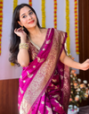 Dark Purple Silk Woven Banarasi Saree