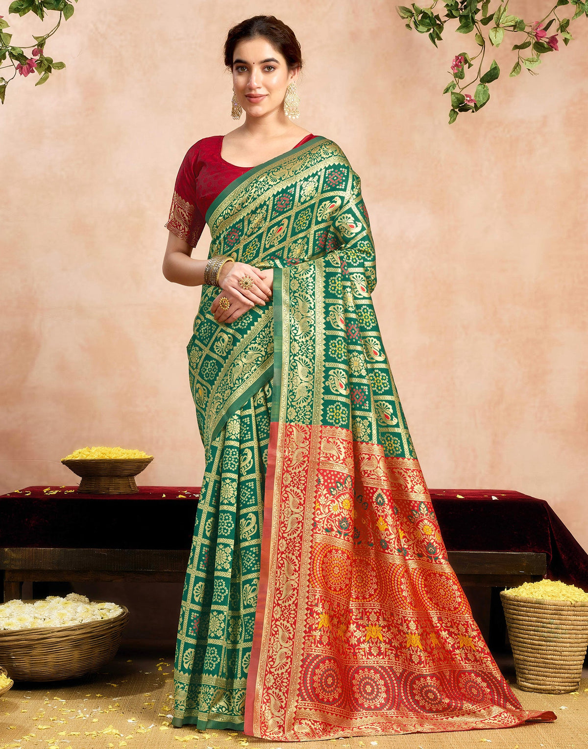 Green Silk Woven Patola Saree