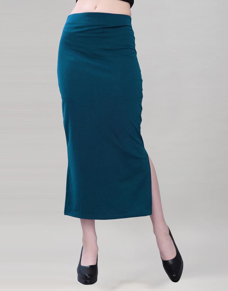 Pine Green Coloured Lycra Solid Saree Shapewear