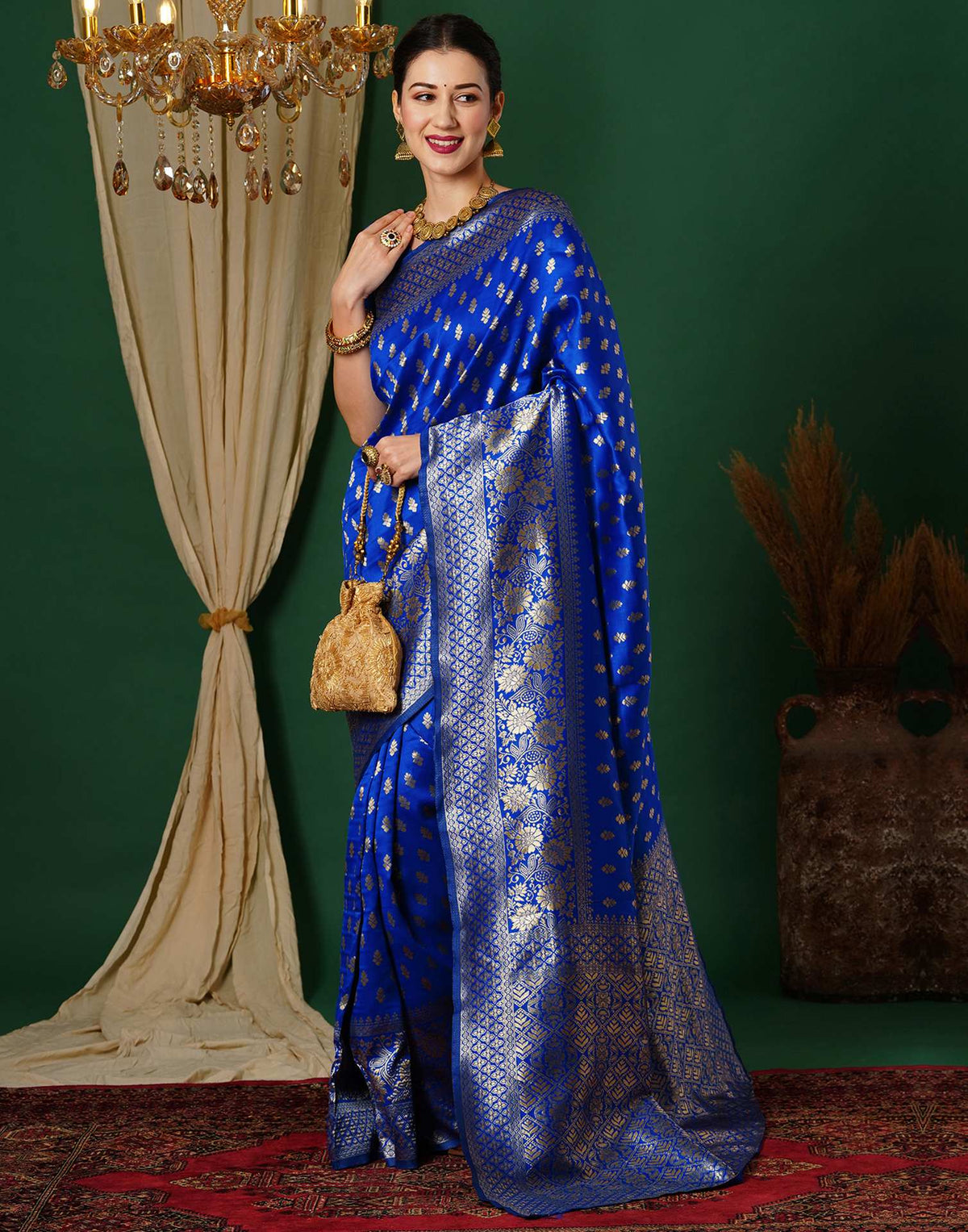Blue Silk Woven Banarasi Saree