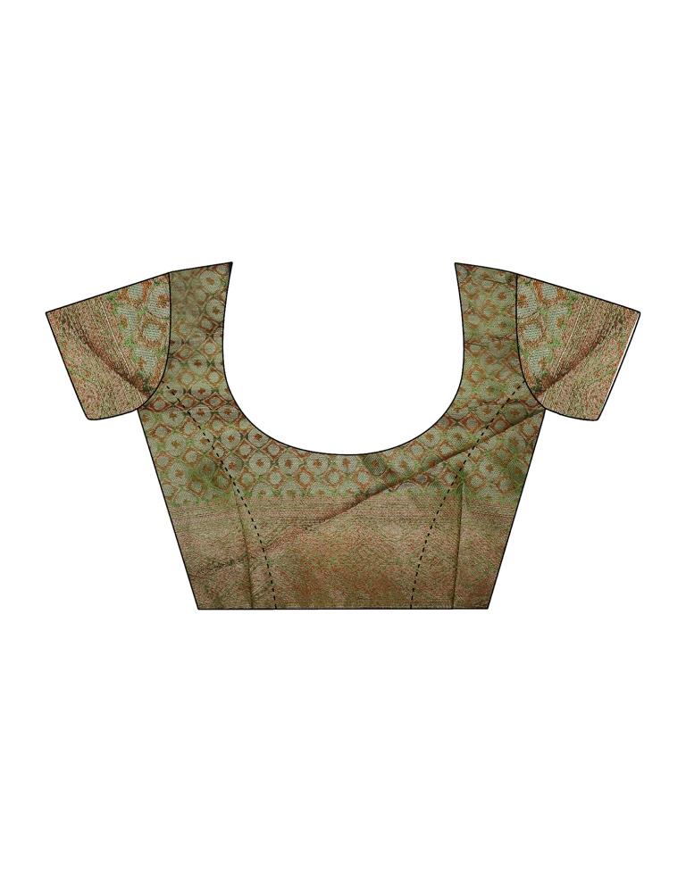Green Organza Plain Banarasi Saree