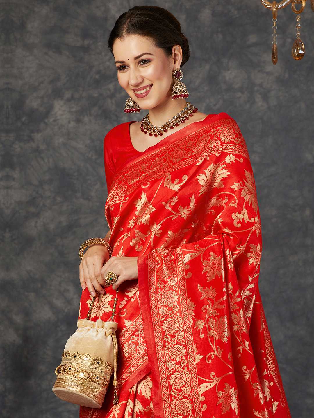 Red Silk Woven Banarasi Saree