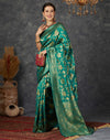Teal Green Silk Woven Banarasi Saree