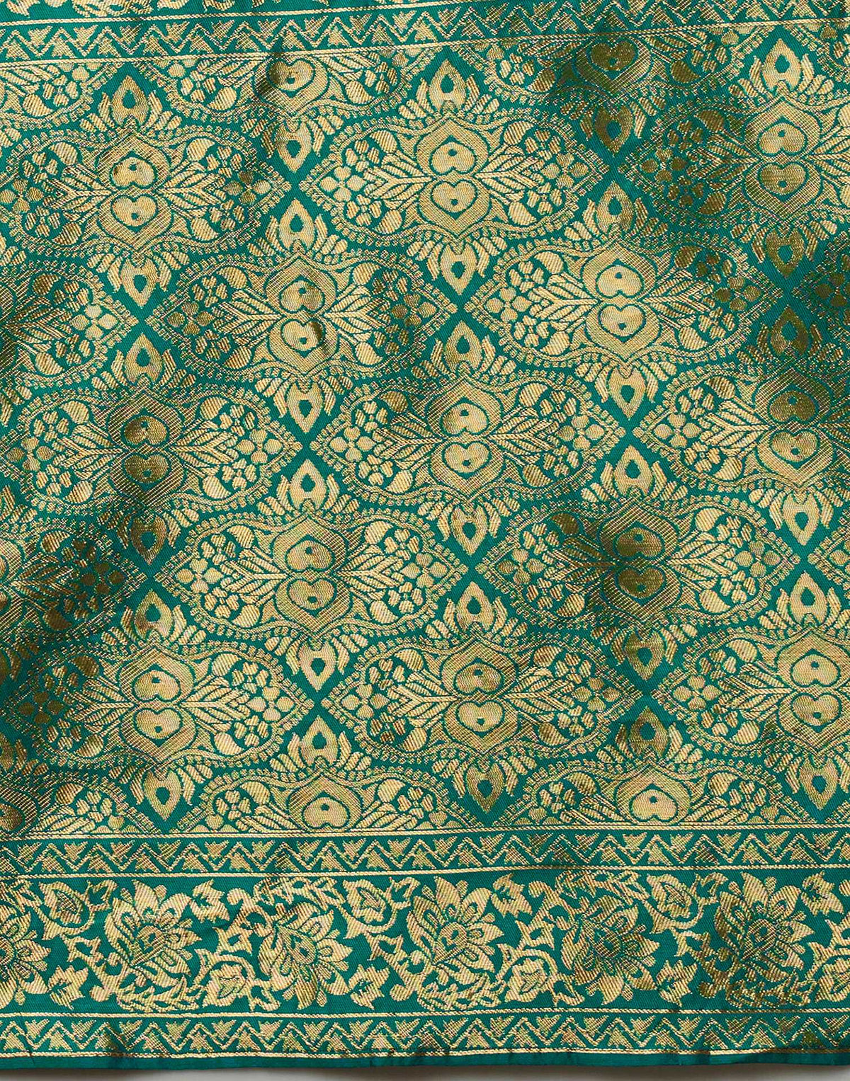 Teal Green Silk Woven Banarasi Saree
