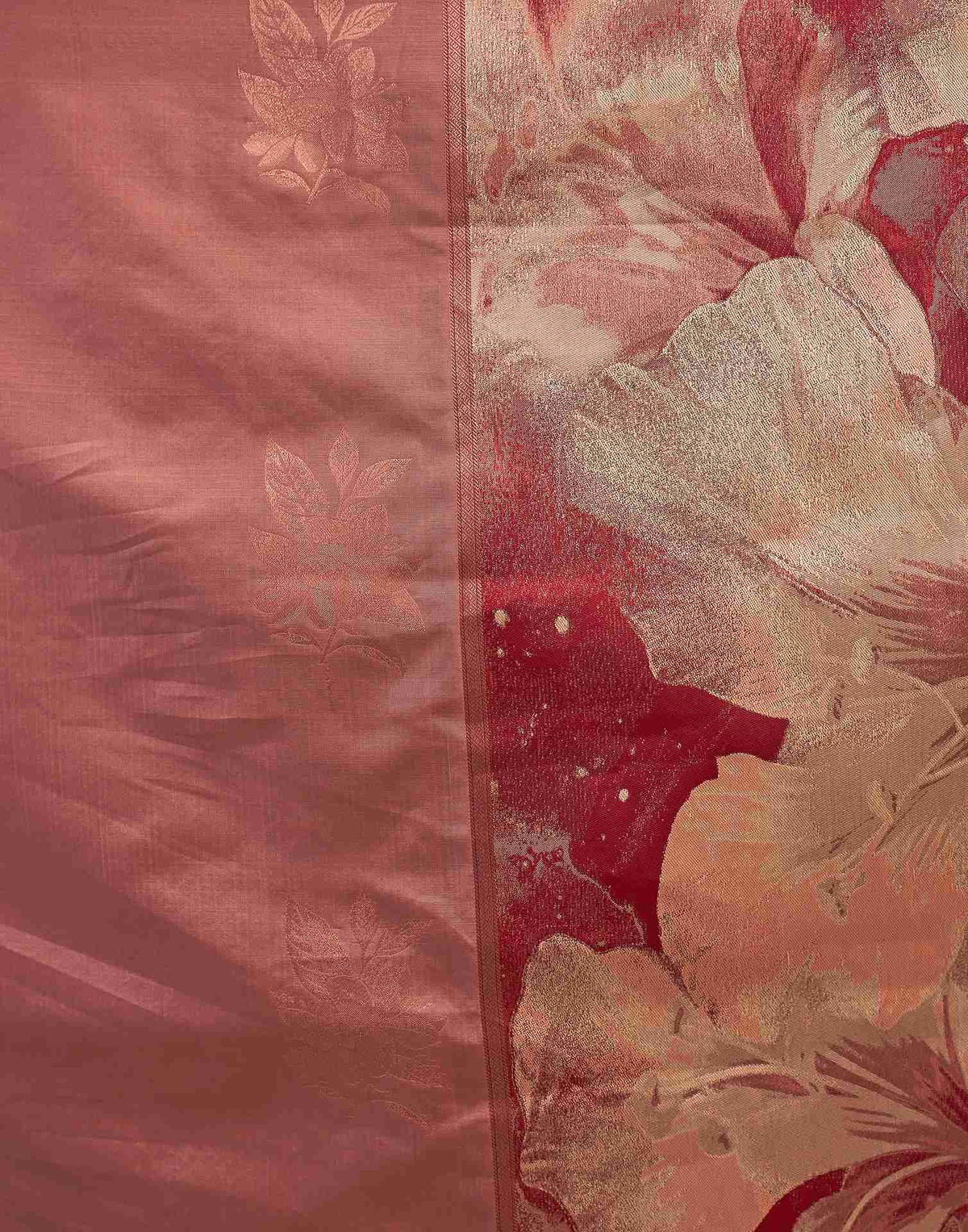 Dark Peach Silk Woven Banarasi Saree