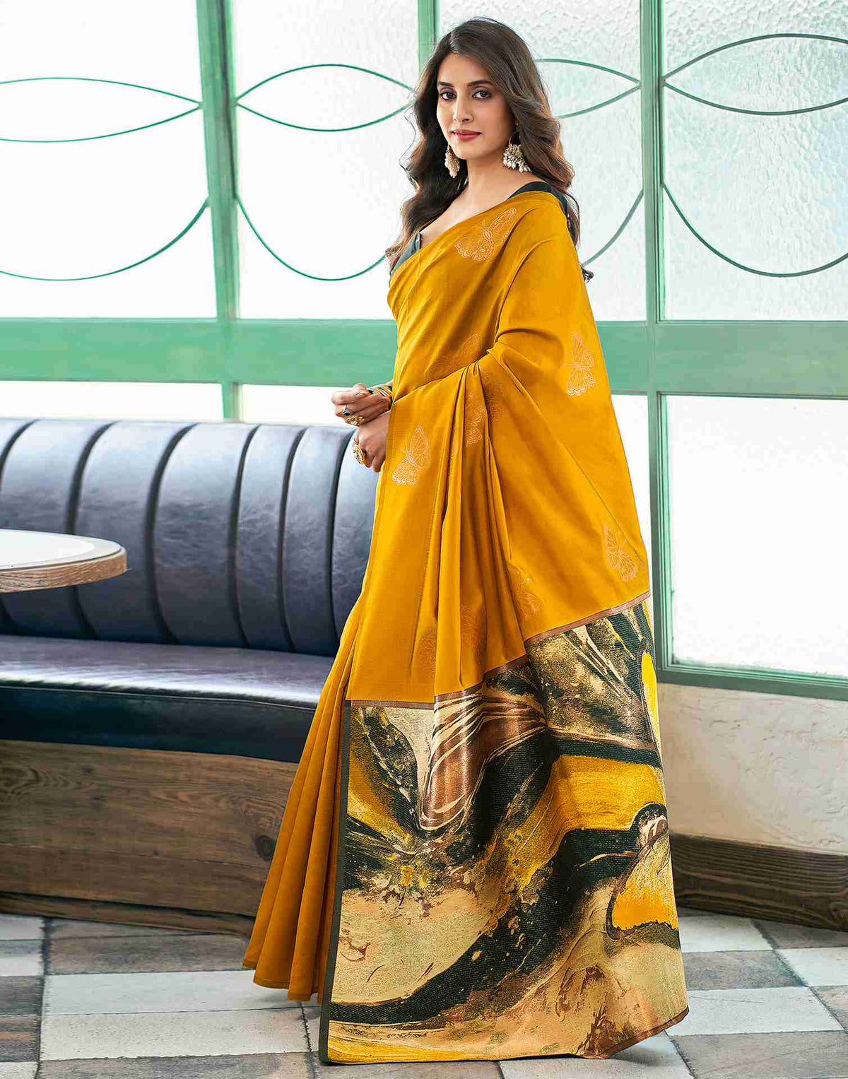 Turmeric Yellow Silk Woven Banarasi Saree