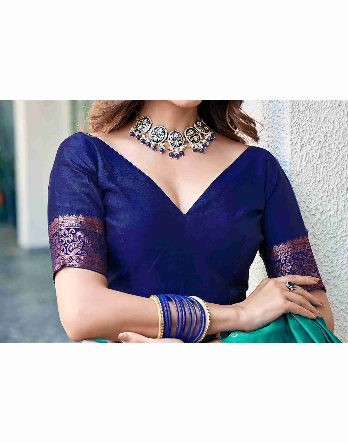 Navy Blue Silk Woven Banarasi Saree