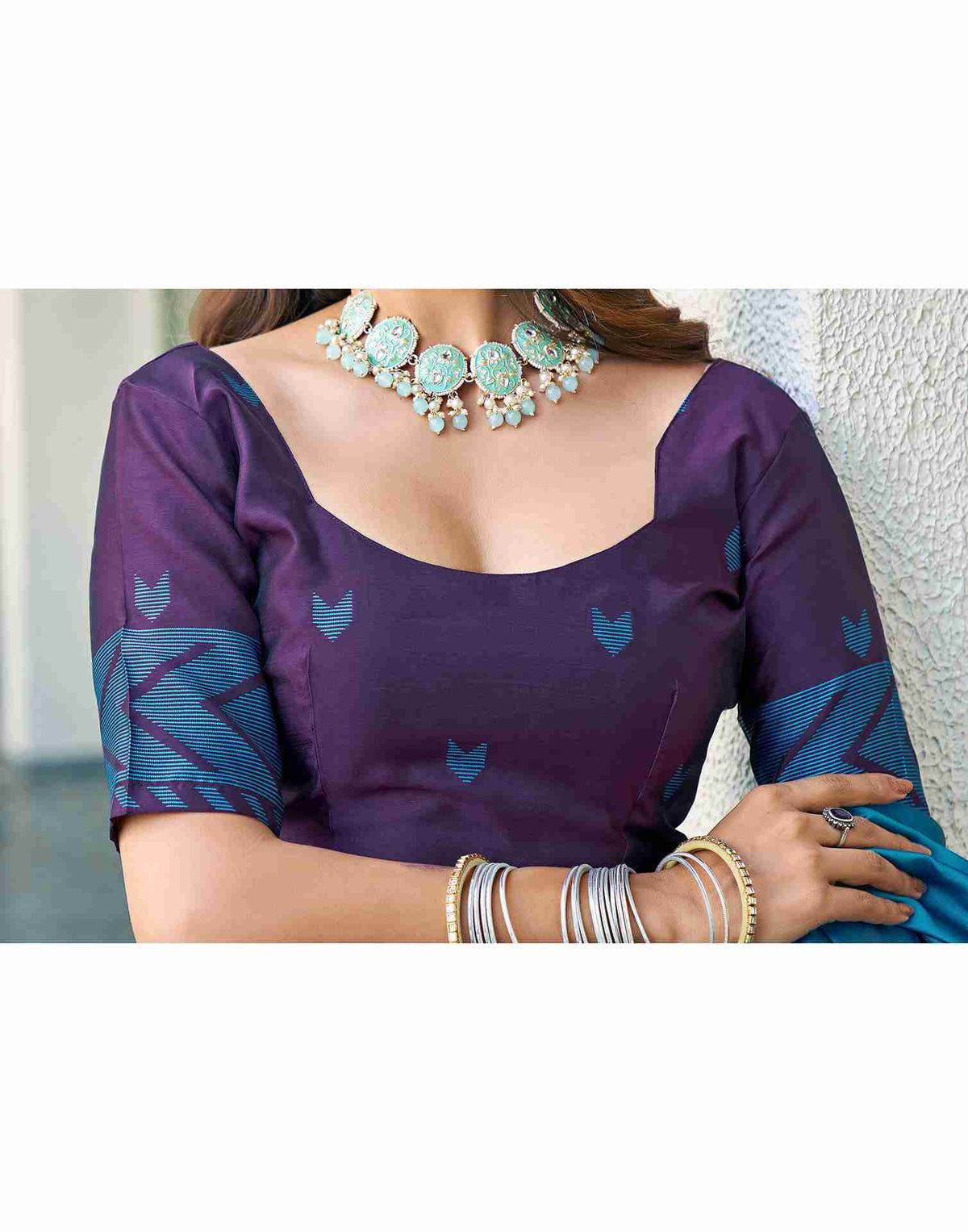 Teal Blue Silk Woven Banarasi Saree