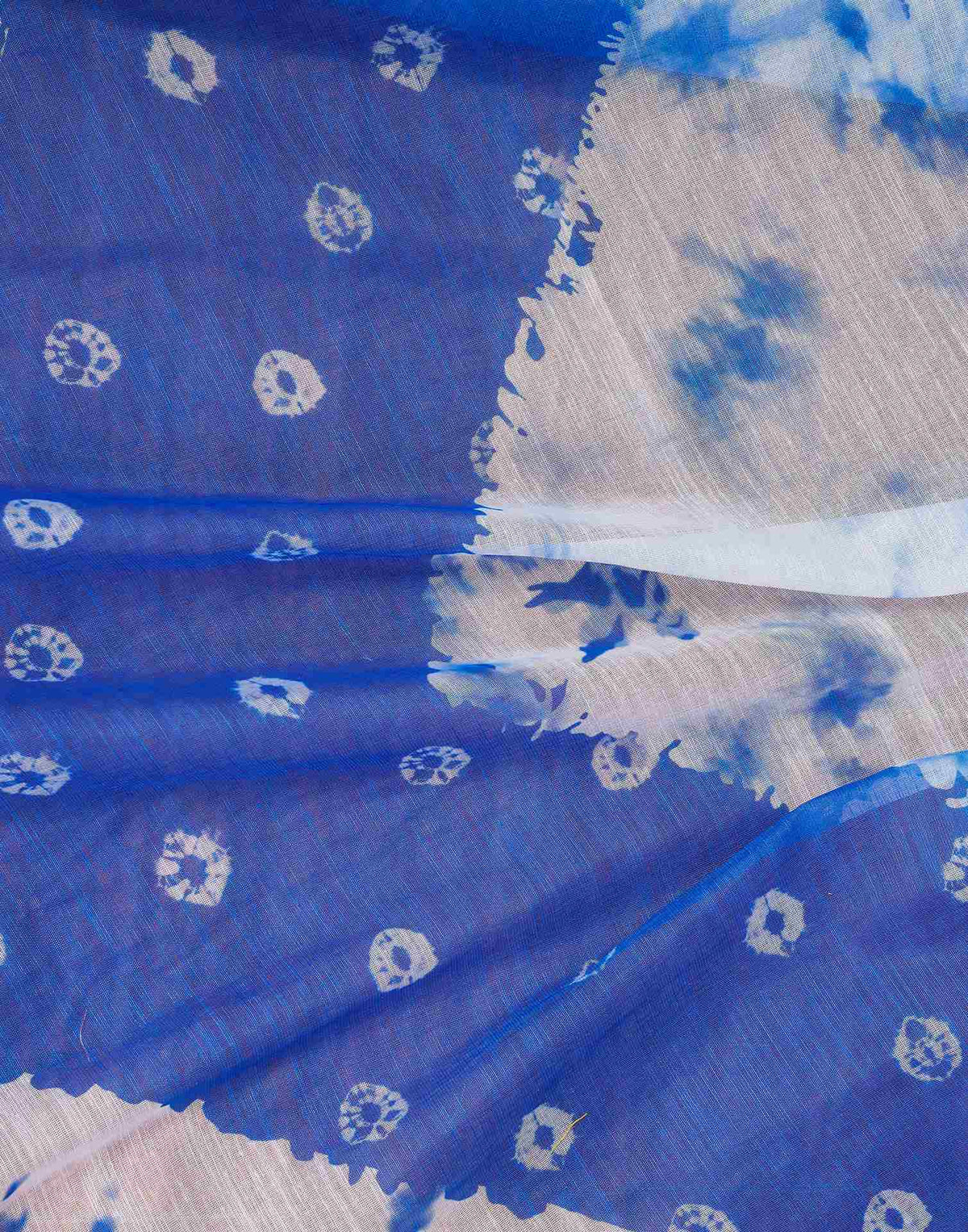 Ready To Wear Dark Blue Linen Dyed Printed Saree