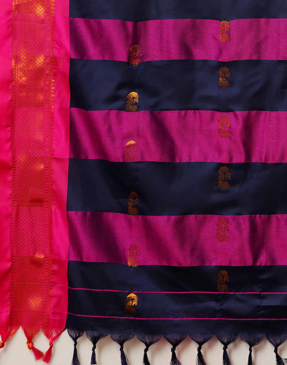 Navy Blue Silk Woven Kanjivaram Saree