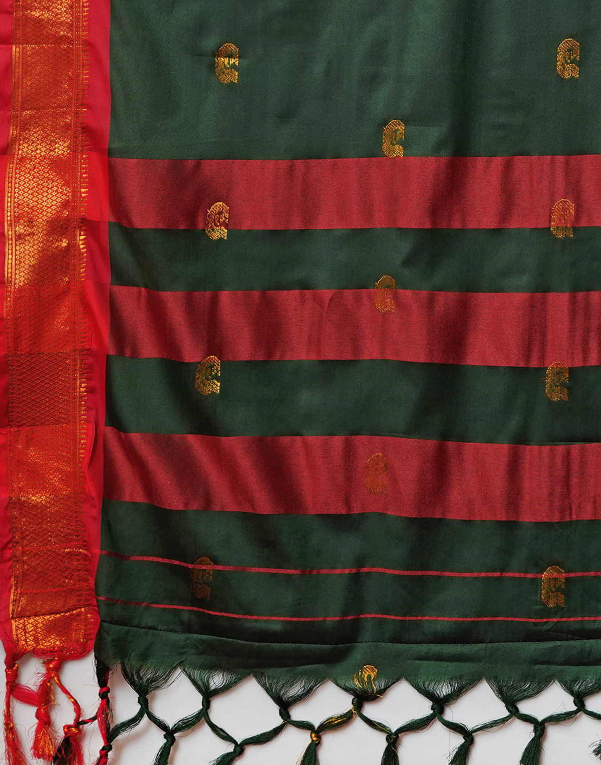 Dark Green Silk Woven Kanjivaram Saree
