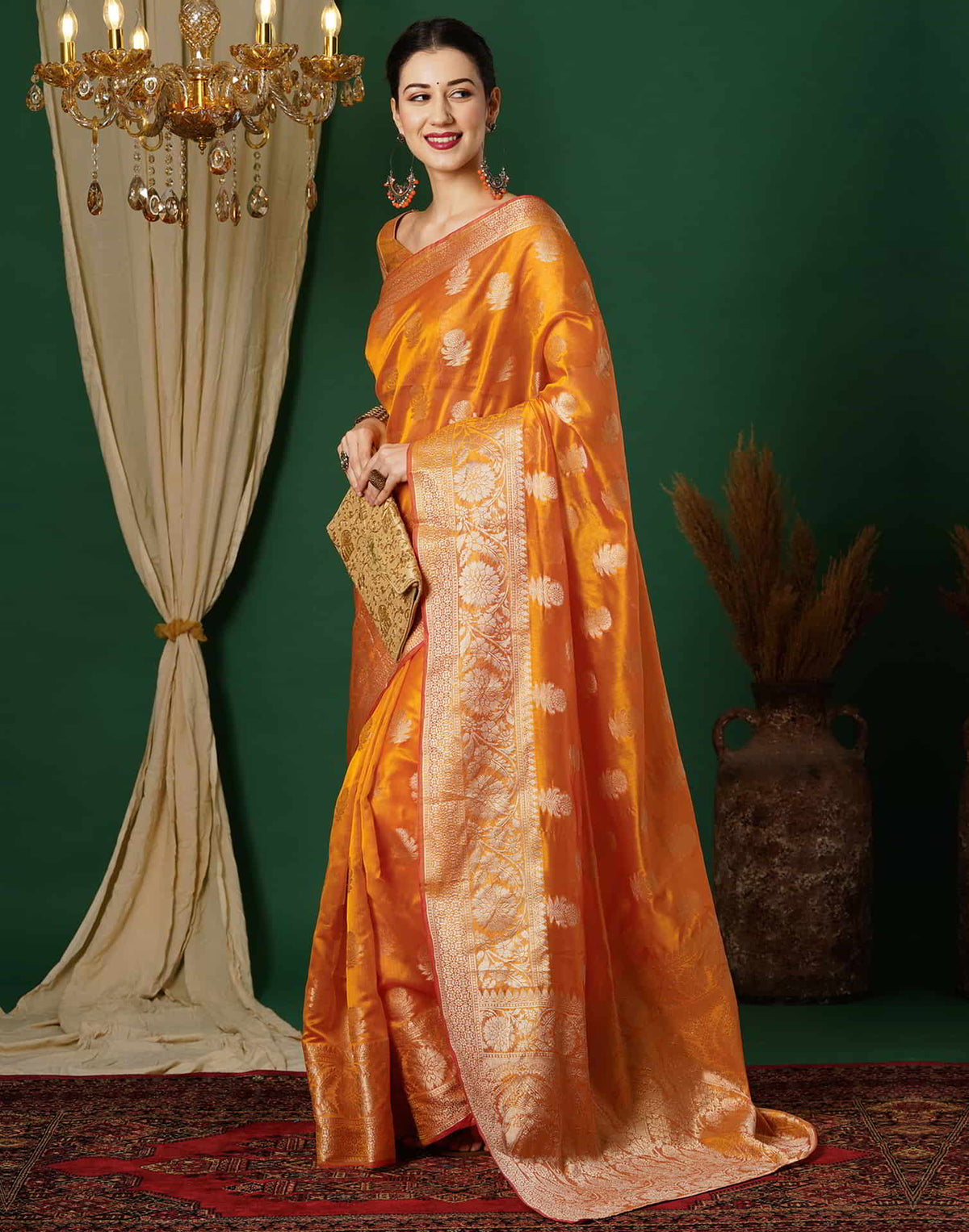 Turmeric Yellow Silk Woven Banarasi Saree