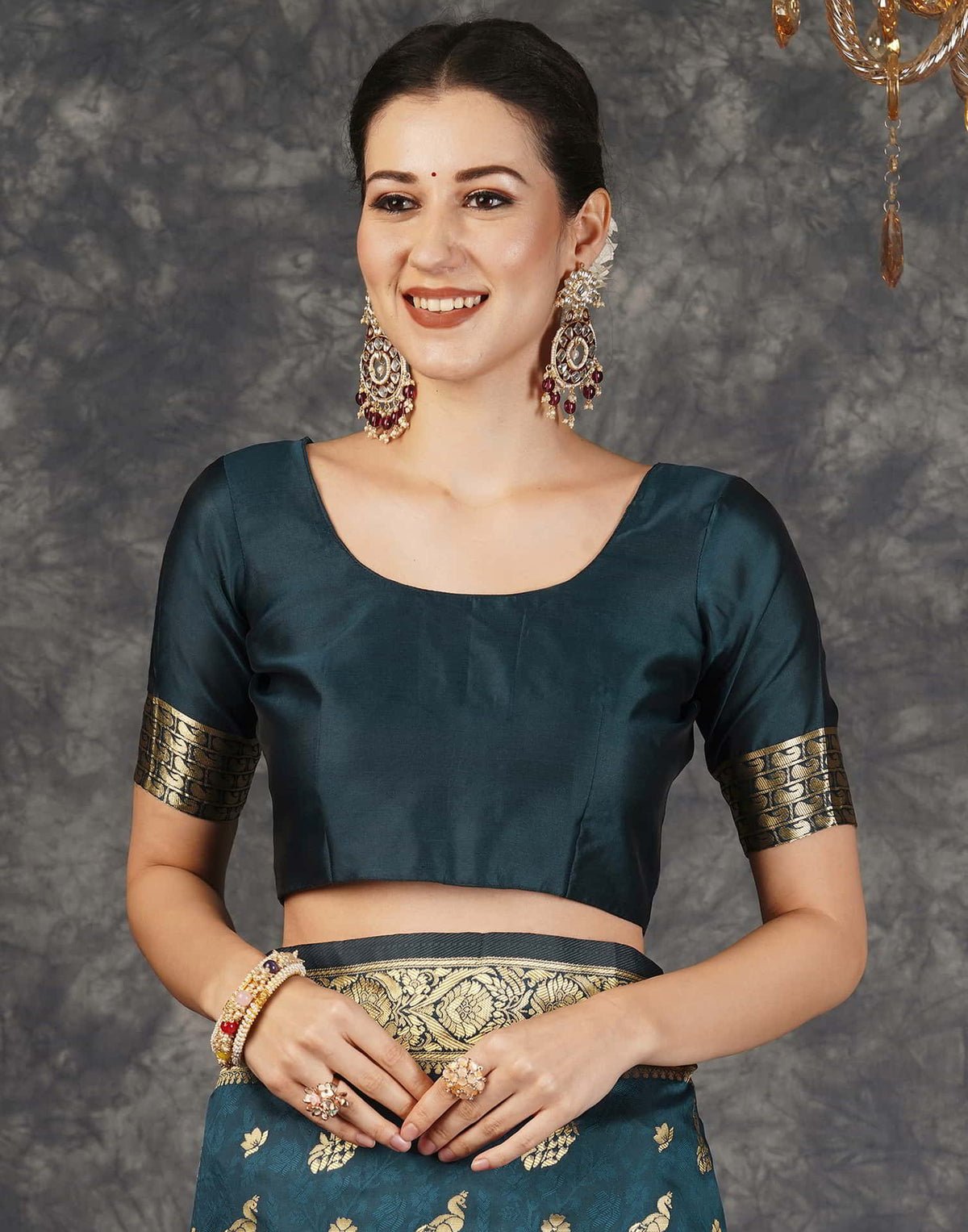 Dark Rama Blue Silk Woven Banarasi Saree