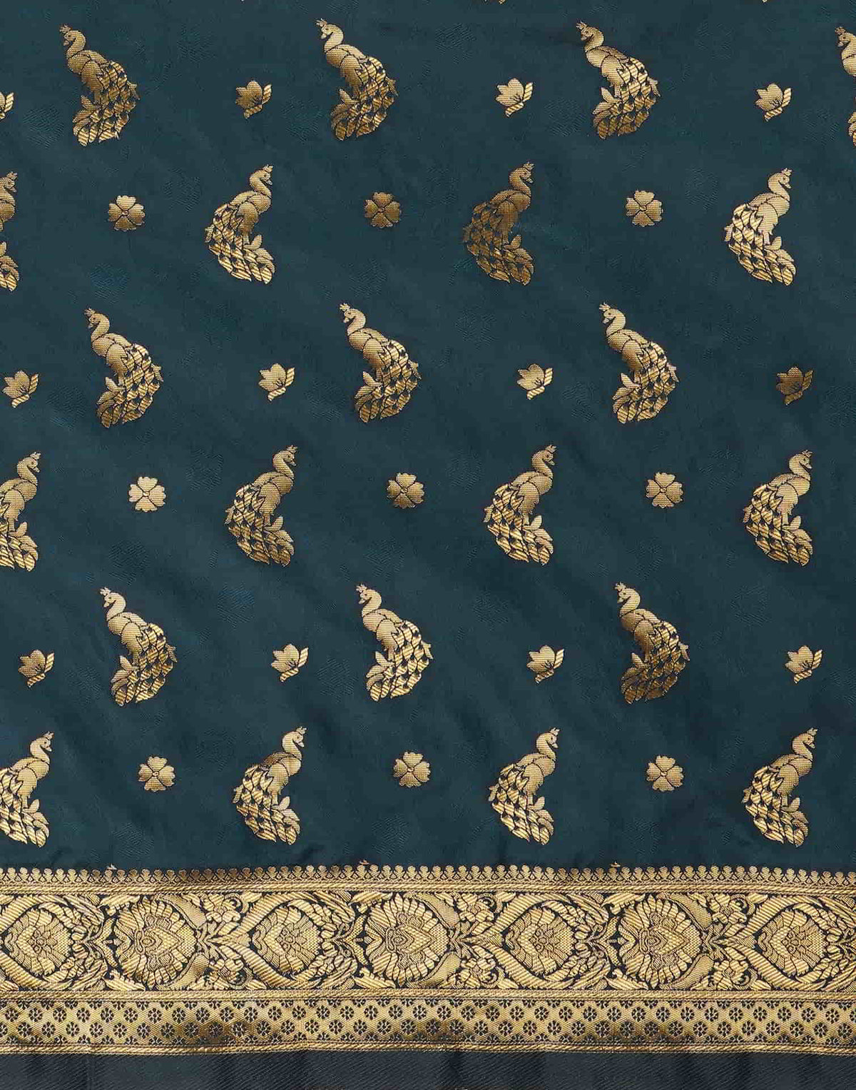 Dark Rama Blue Silk Woven Banarasi Saree