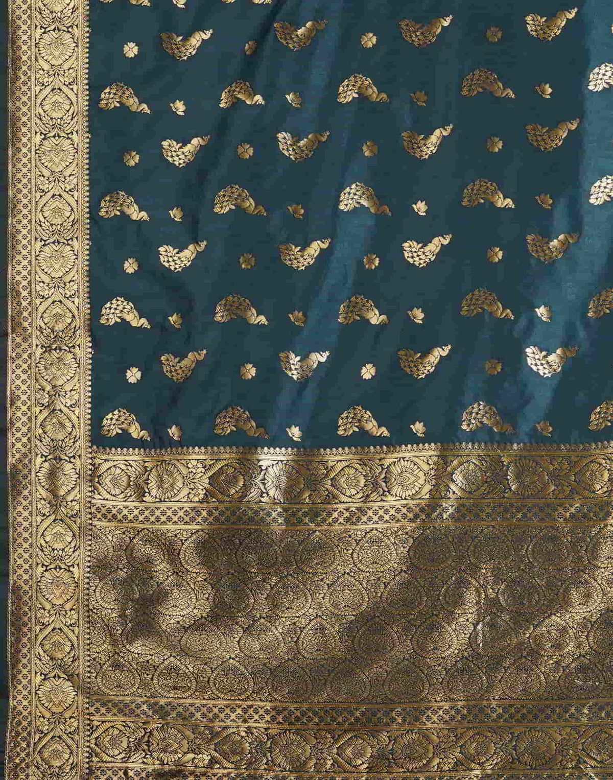Dark Rama Blue Silk Woven Banarasi Saree