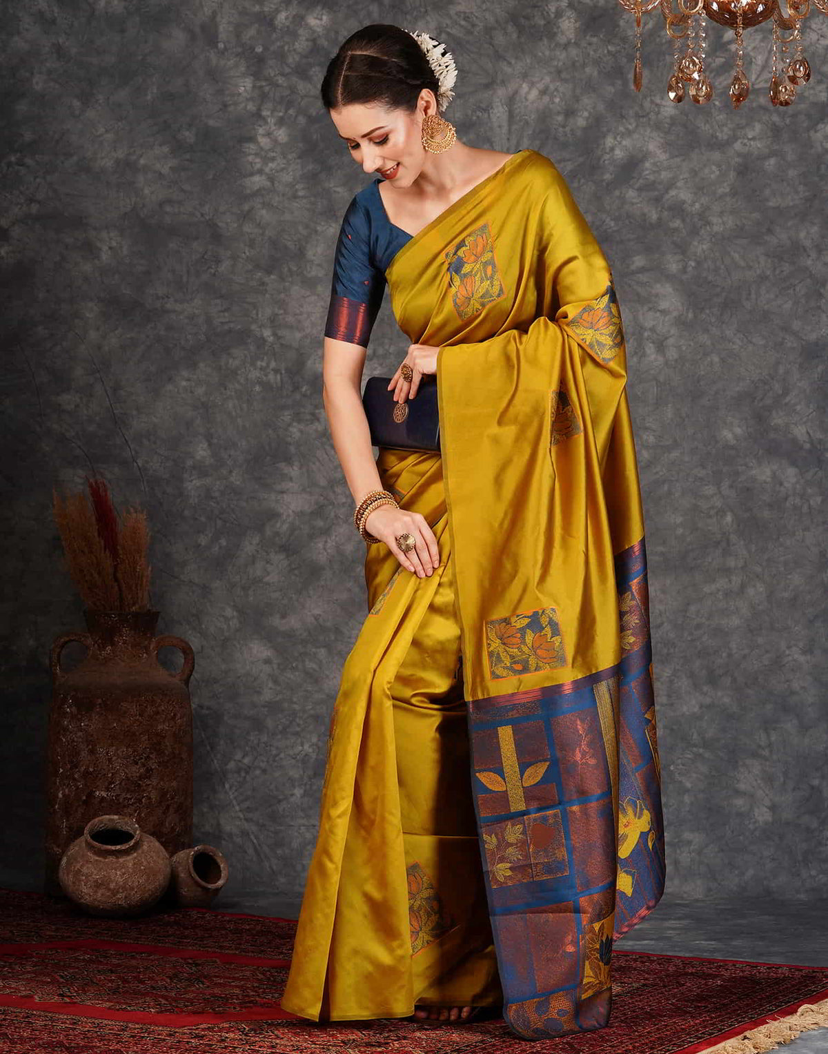 Turmeric Yellow Silk Woven Banarasi Saree