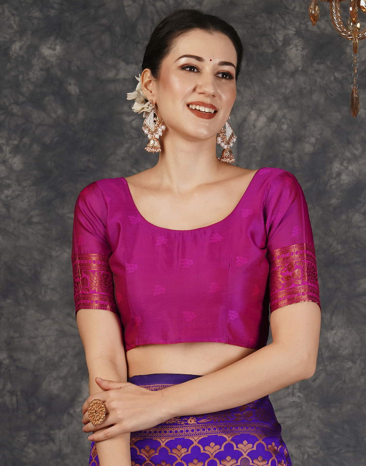 Violet Silk Woven Banarasi Saree