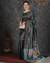 Rama Blue Silk Woven Banarasi Saree