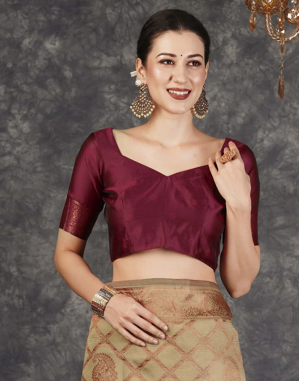 Khaki Silk Woven Banarasi Saree
