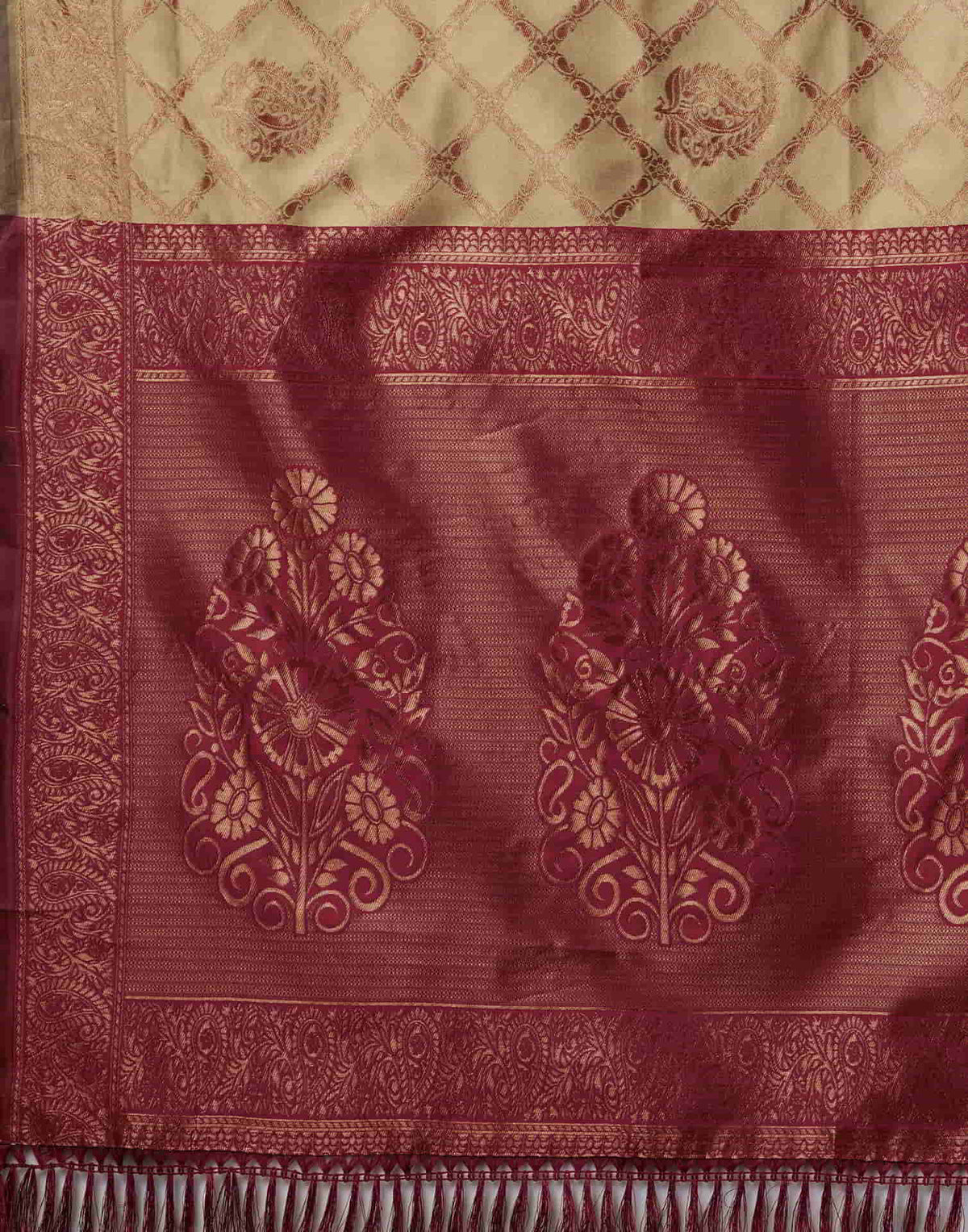 Khaki Silk Woven Banarasi Saree