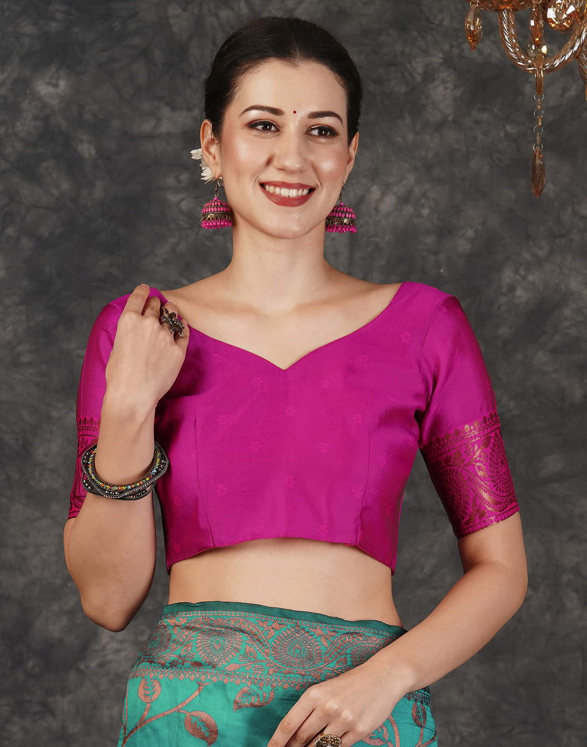 Teal Green Silk Woven Banarasi Saree