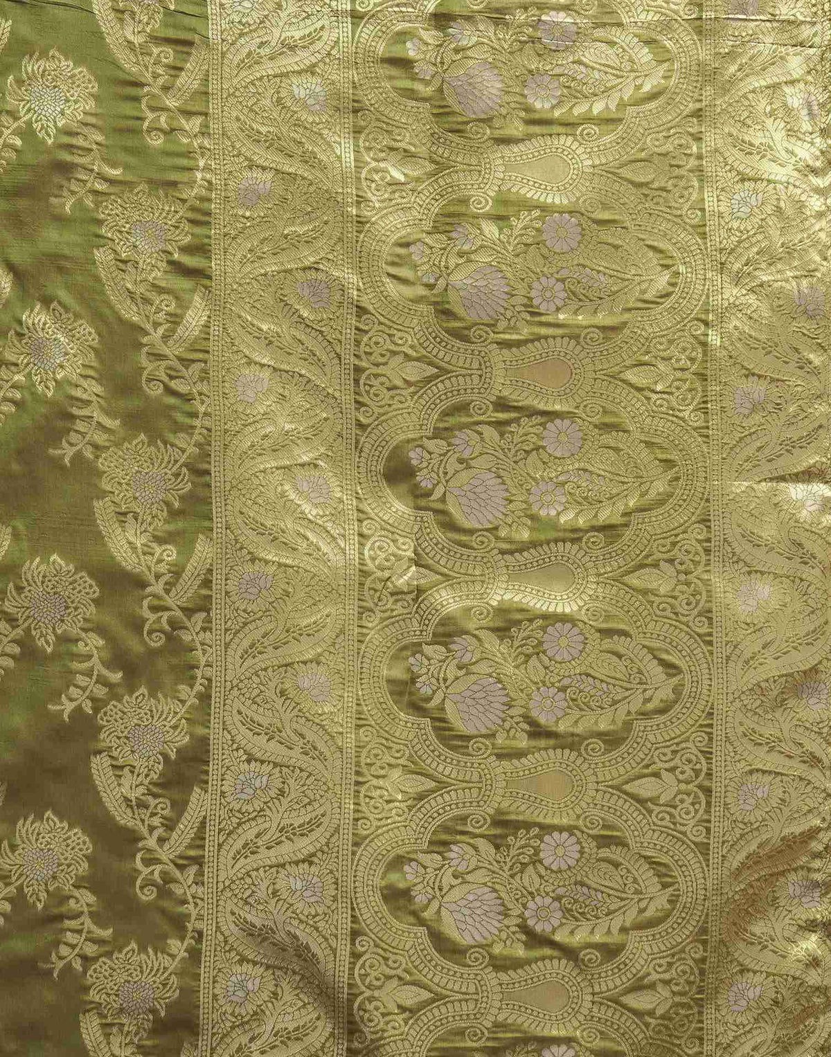 Olive Green Silk Woven Banarasi Saree