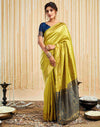 Lime Yellow Silk Woven Banarasi Saree
