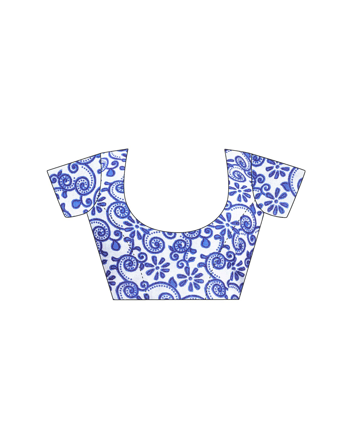 Ready To Wear Dark Blue Pure Cotton Floral Printed Saree With Pocket