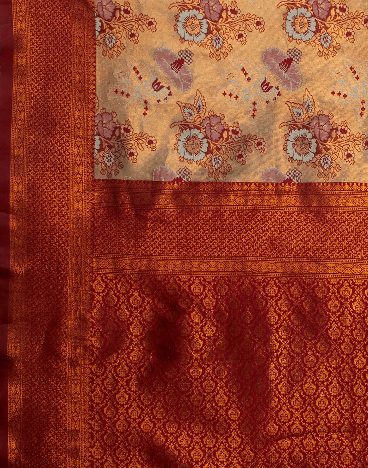 Beige Silk Woven Banarasi Saree