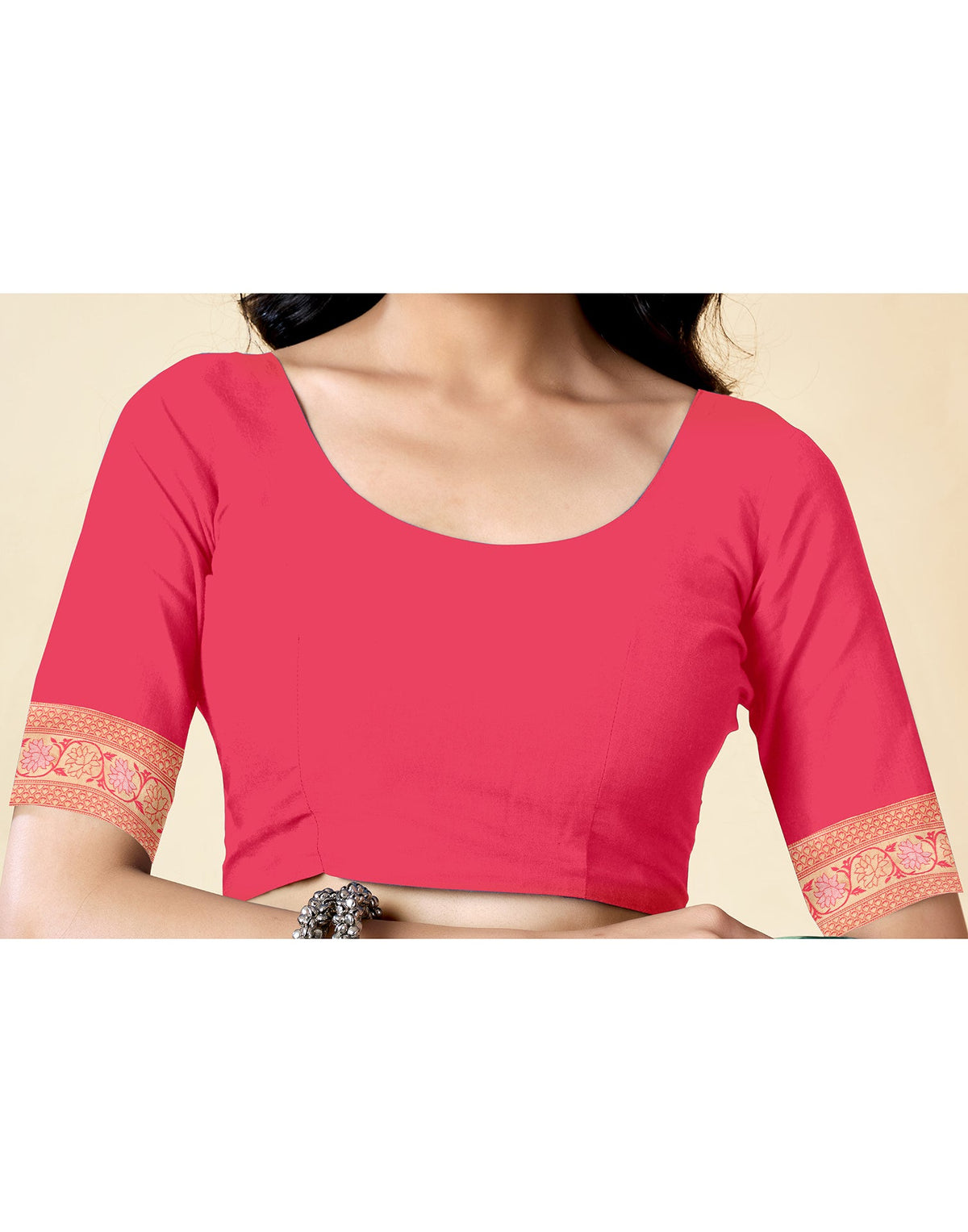 Bright Pink Silk Woven Banarasi Saree