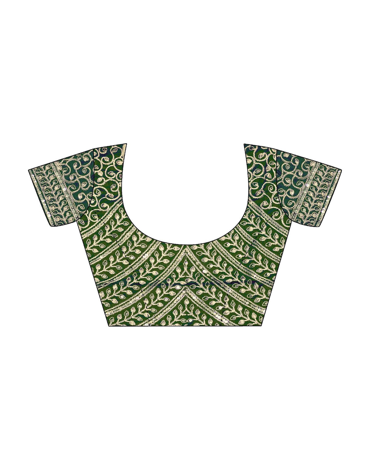 Mehandi Green Tissue Silk Sequence Embroidery Saree
