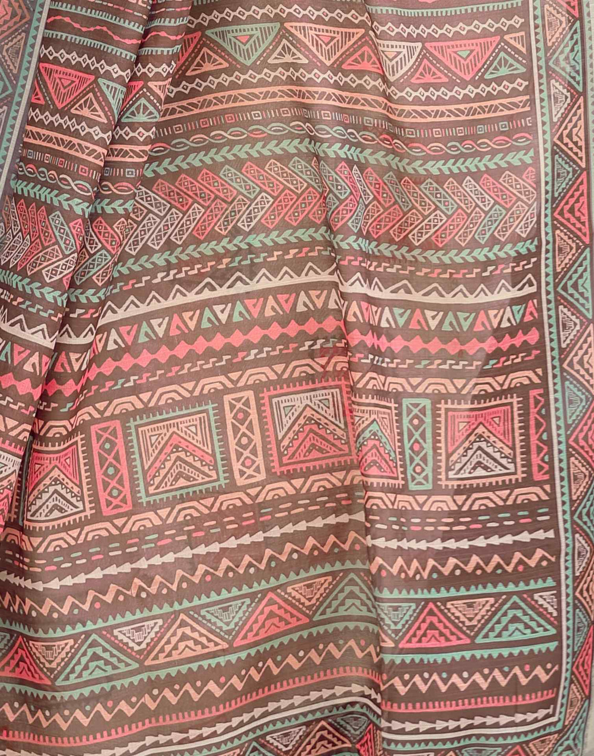 Cream Linen Printed Saree