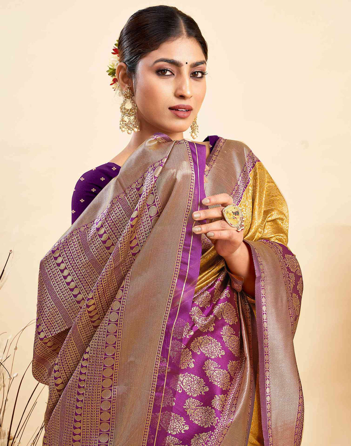 Turmeric Yellow Silk Woven Banarasi Saree