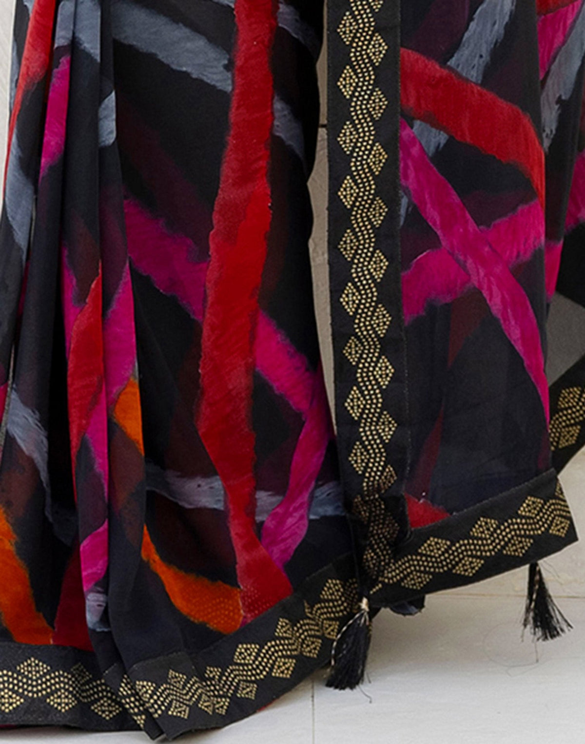 Black Georgette Printed Saree