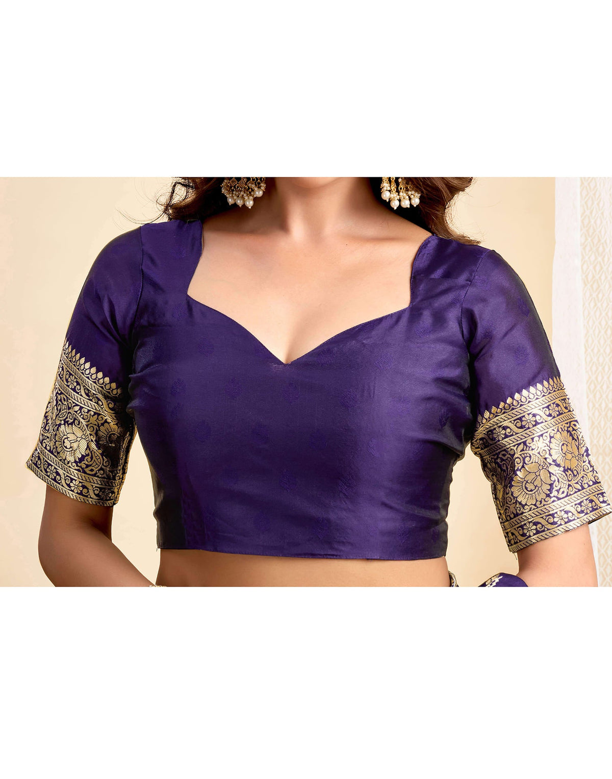 Navy Blue Silk Woven Banarasi Saree
