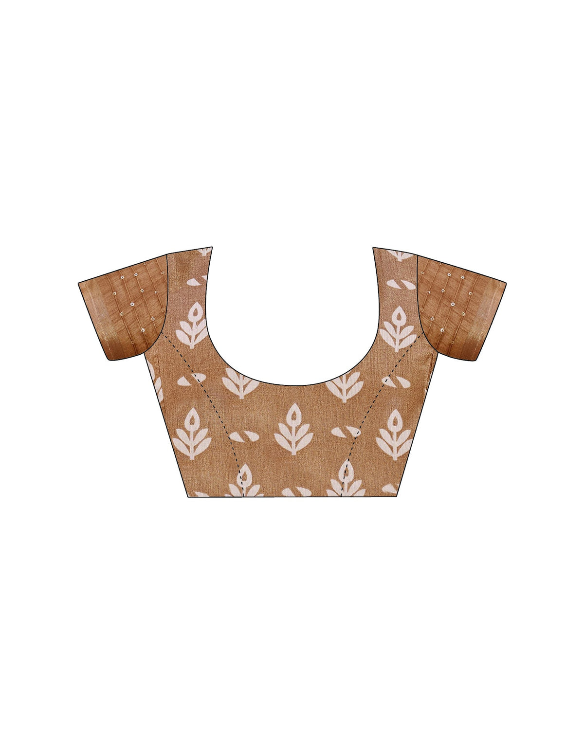 Light Brown Chanderi Printed Saree