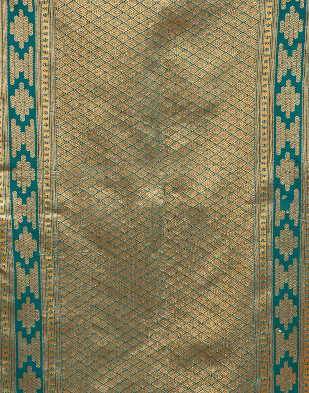 Teal Blue Silk Woven Banarasi Saree